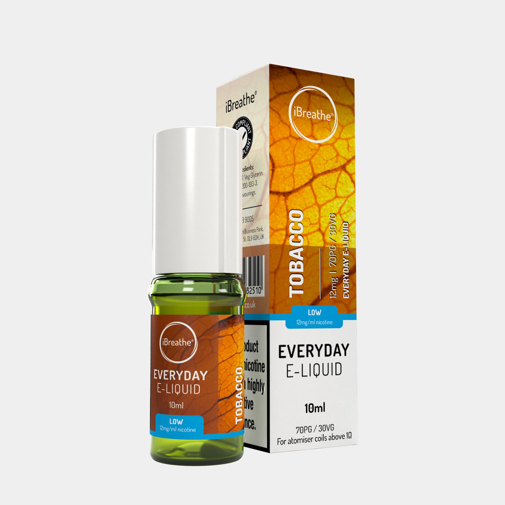 Tobacco (10ml, 70PG/30VG)  iBreathe High PG E-Liquid