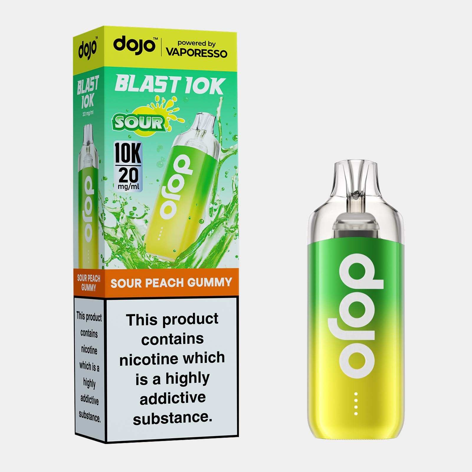 Sour Peach Gummy – Dojo Blast 10K Vape Kit (2ml + 10ml Refillable Pod)
