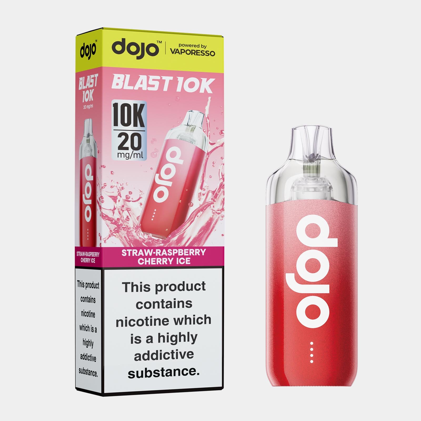 Straw-Raspberry Cherry Ice – Dojo Blast 10K Vape Kit (2ml + 10ml Refillable Pod)