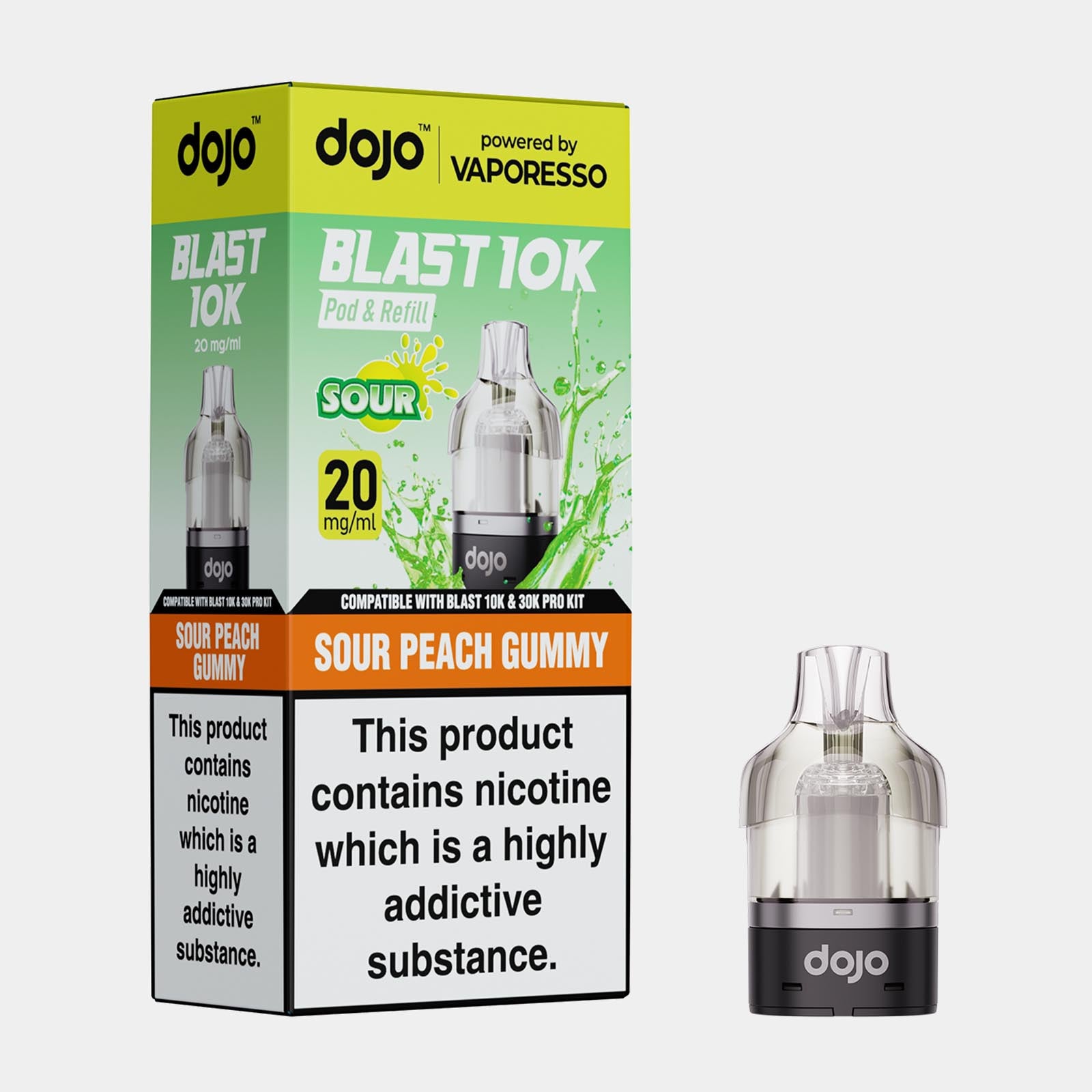 Sour Peach Gummy – Dojo Blast 10K Pod (2ml + 10ml Refillable Pod)