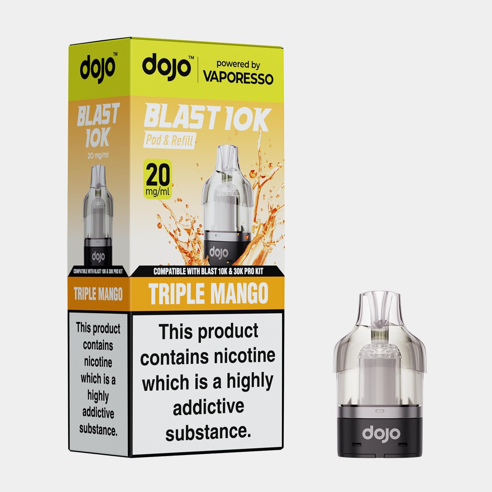 Triple Mango – Dojo Blast 10K Pod (2ml + 10ml Refillable Pod)