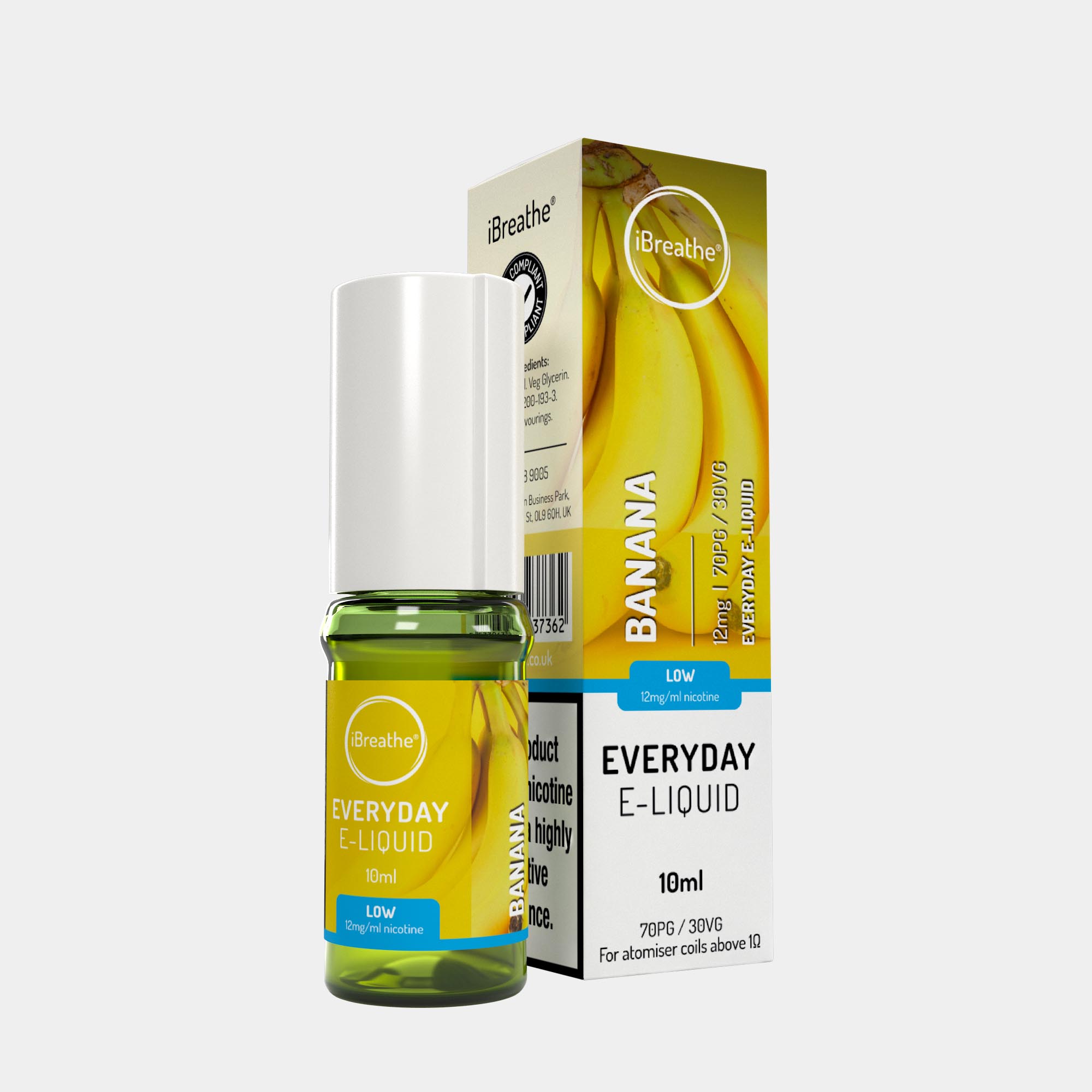 Banana (10ml, 70PG/30VG)  iBreathe High PG E-Liquid