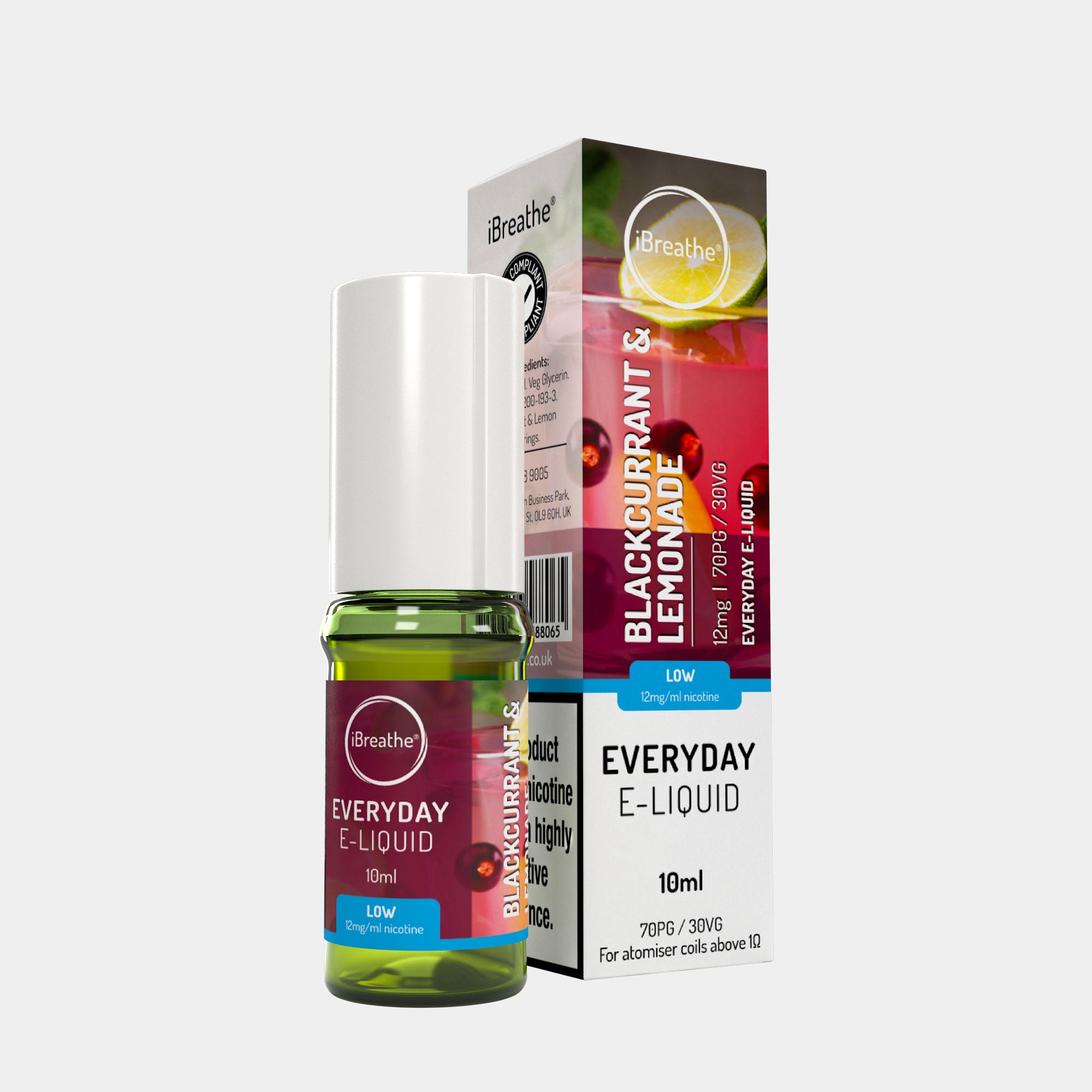 Blackcurrant & Lemonade (10ml, 70PG/30VG) – iBreathe High PG E-Liquid