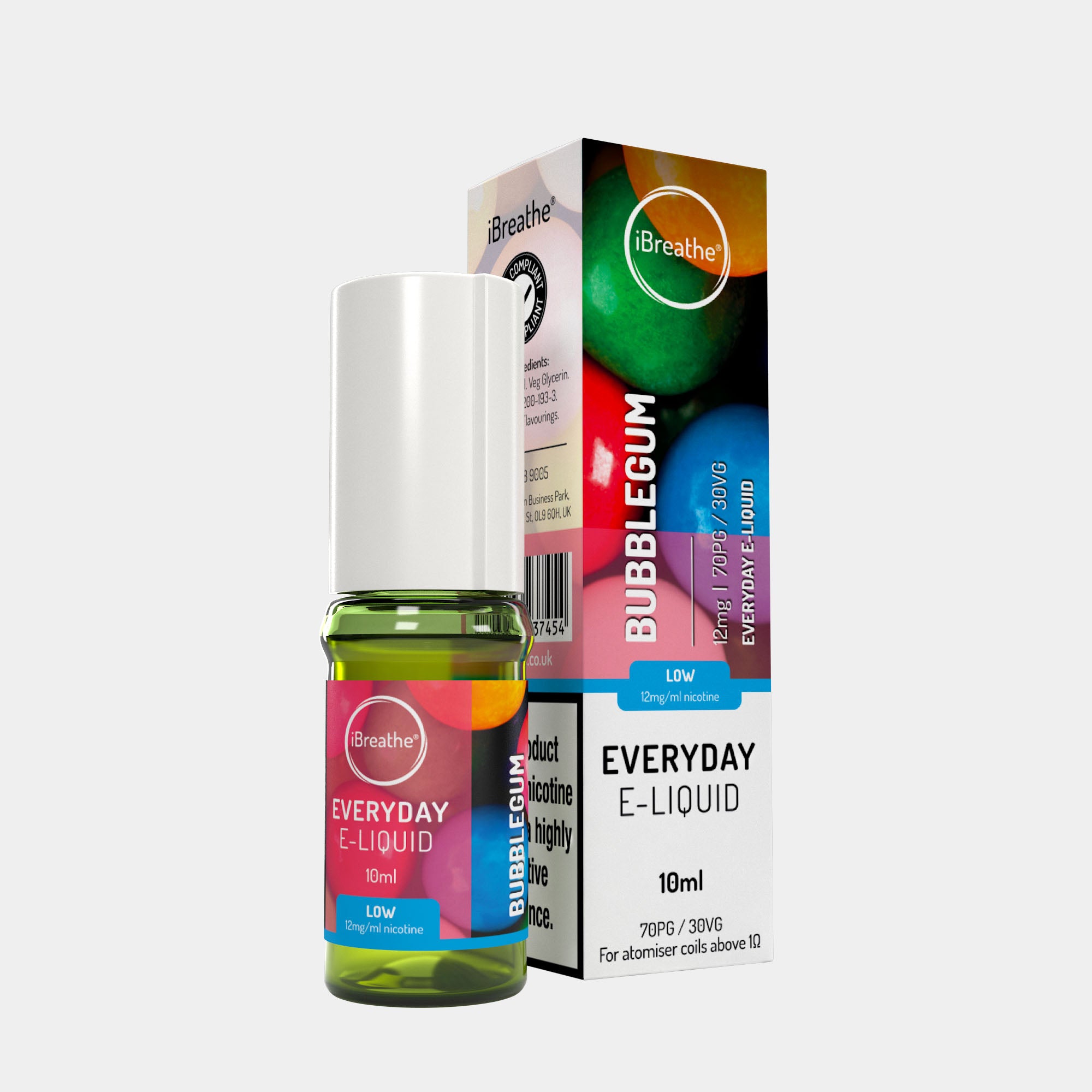 Bubblegum (10ml, 70PG/30VG) – iBreathe High PG E-Liquid