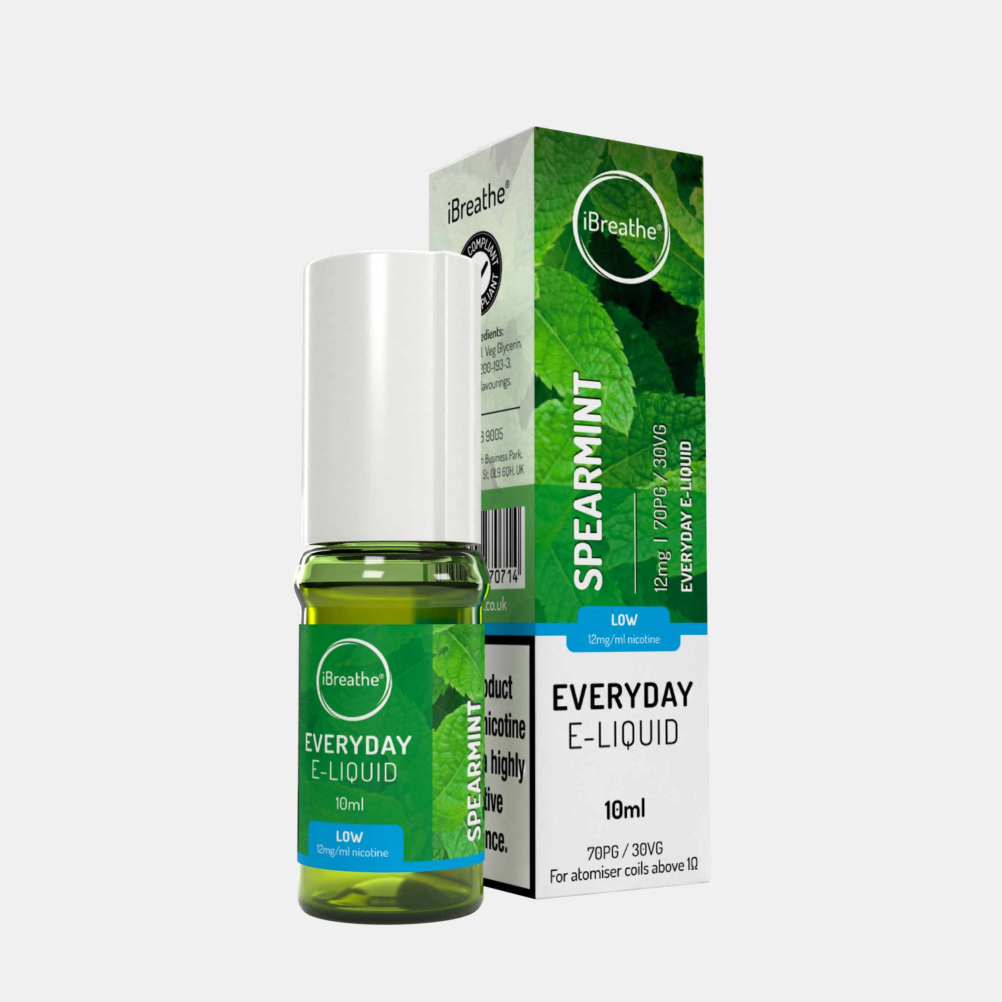 Spearmint (10ml, 70PG/30VG) – iBreathe High PG E-Liquid