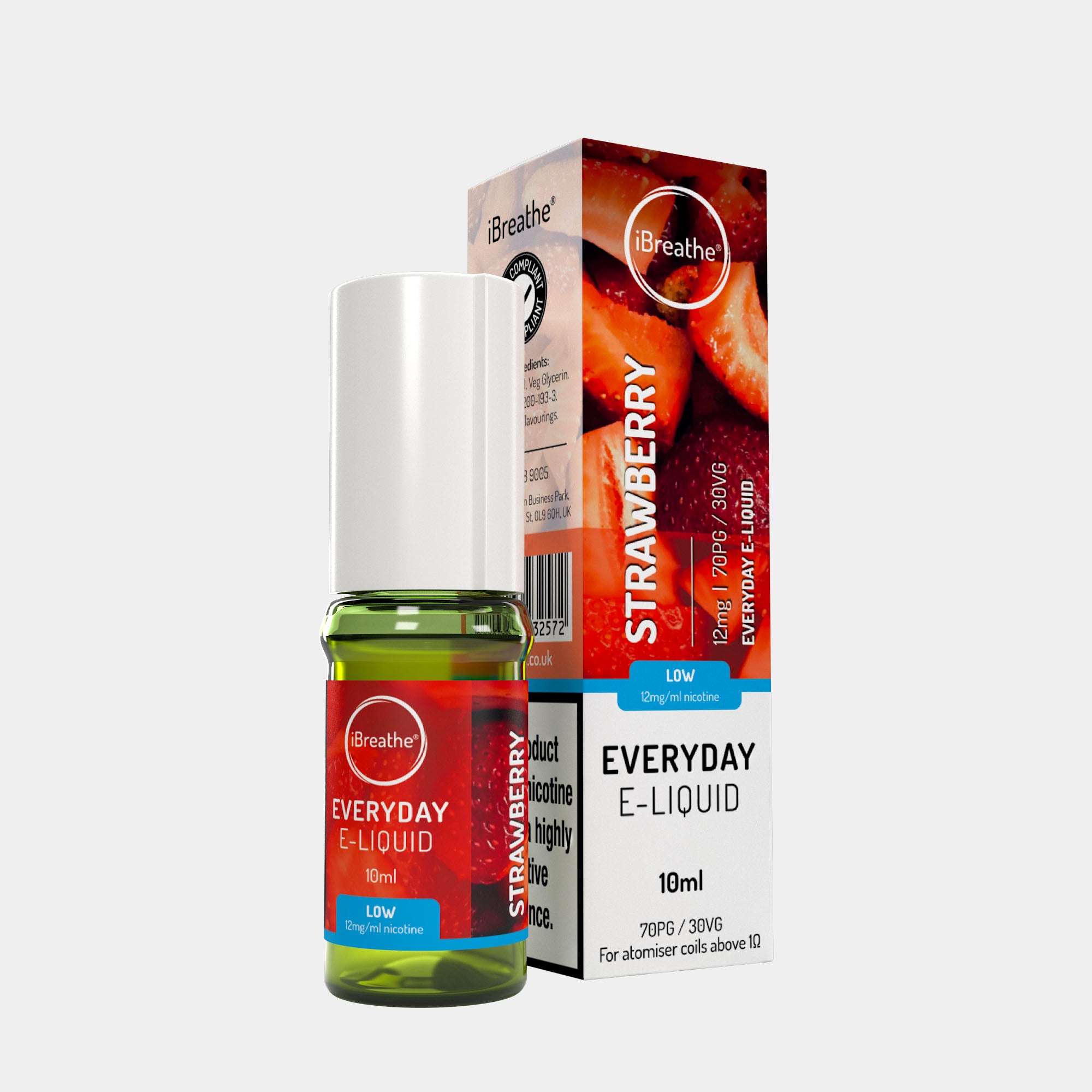 Strawberry (10ml, 70PG/30VG) – iBreathe High PG E-Liquid