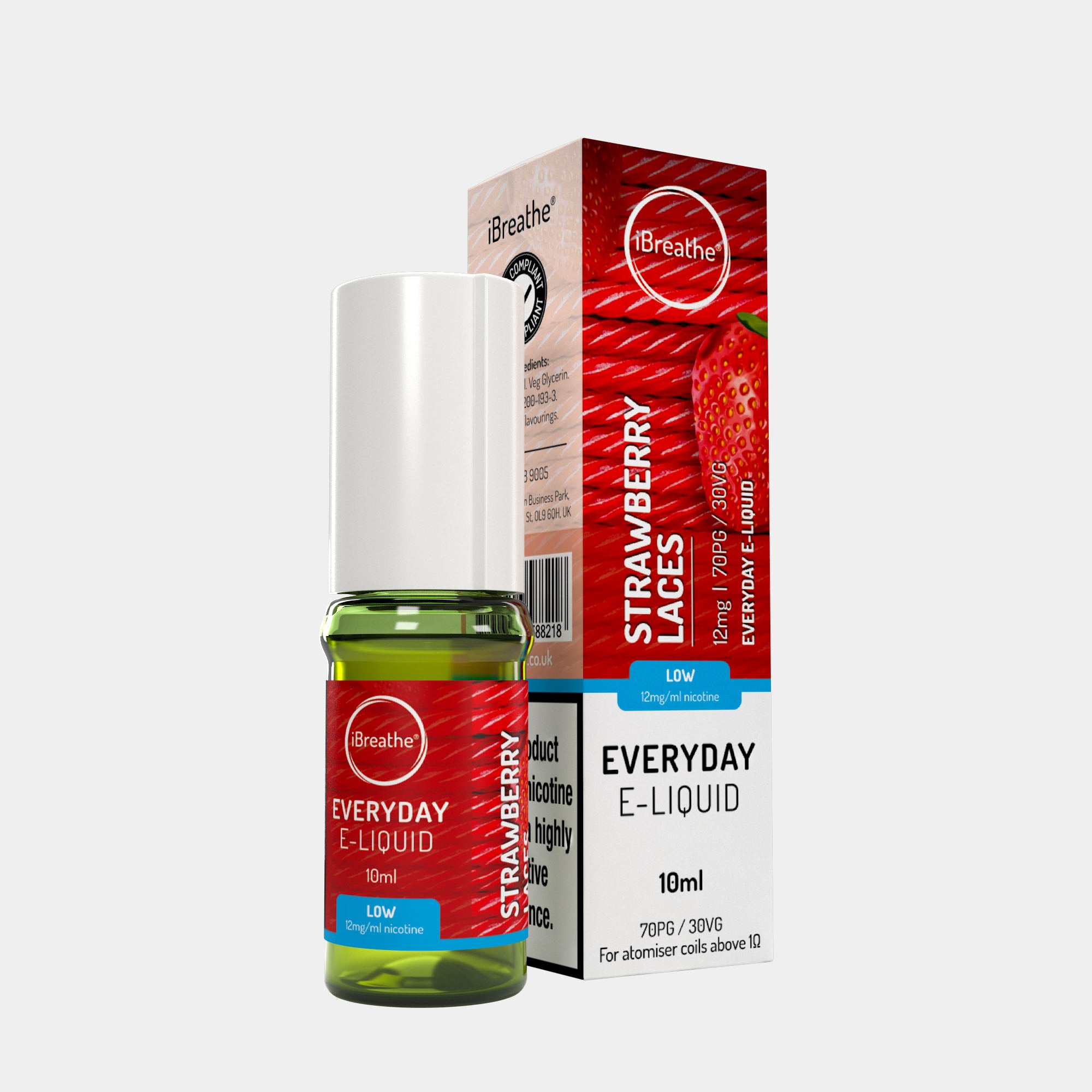 Strawberry Laces (10ml, 70PG/30VG) – iBreathe High PG E-Liquid
