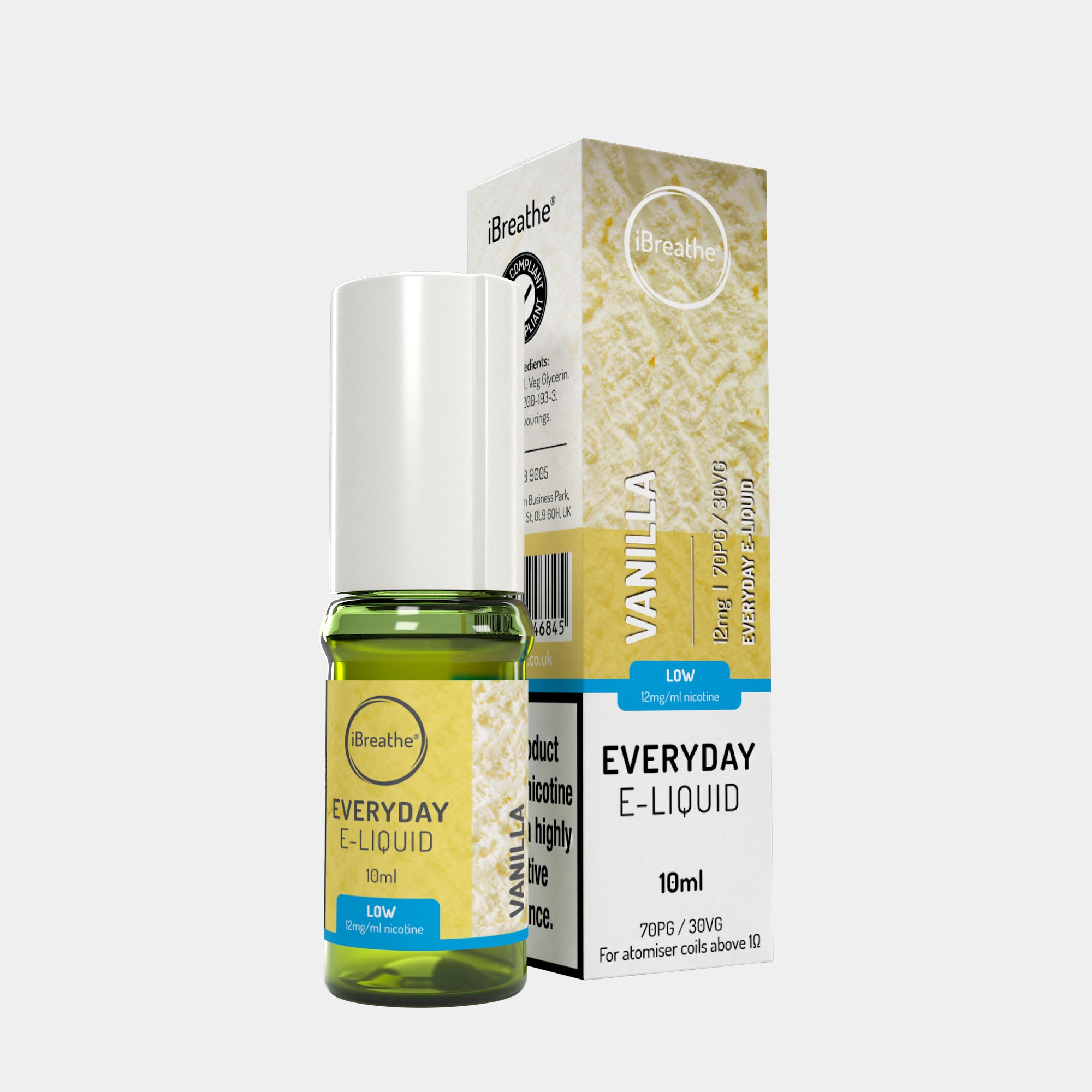 Vanilla (10ml, 70PG/30VG) – iBreathe High PG E-Liquid
