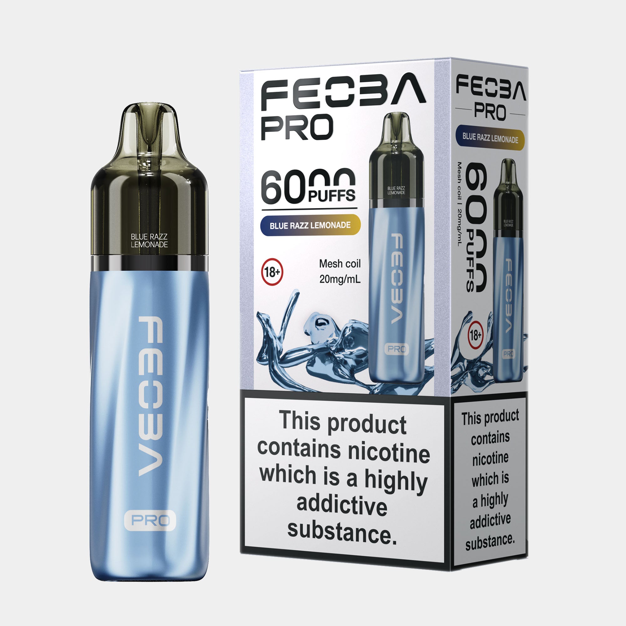 Blue Razz Lemonade – Feoba Pro 6000 Vape Kit (2ml + 10ml Refillable Pod)