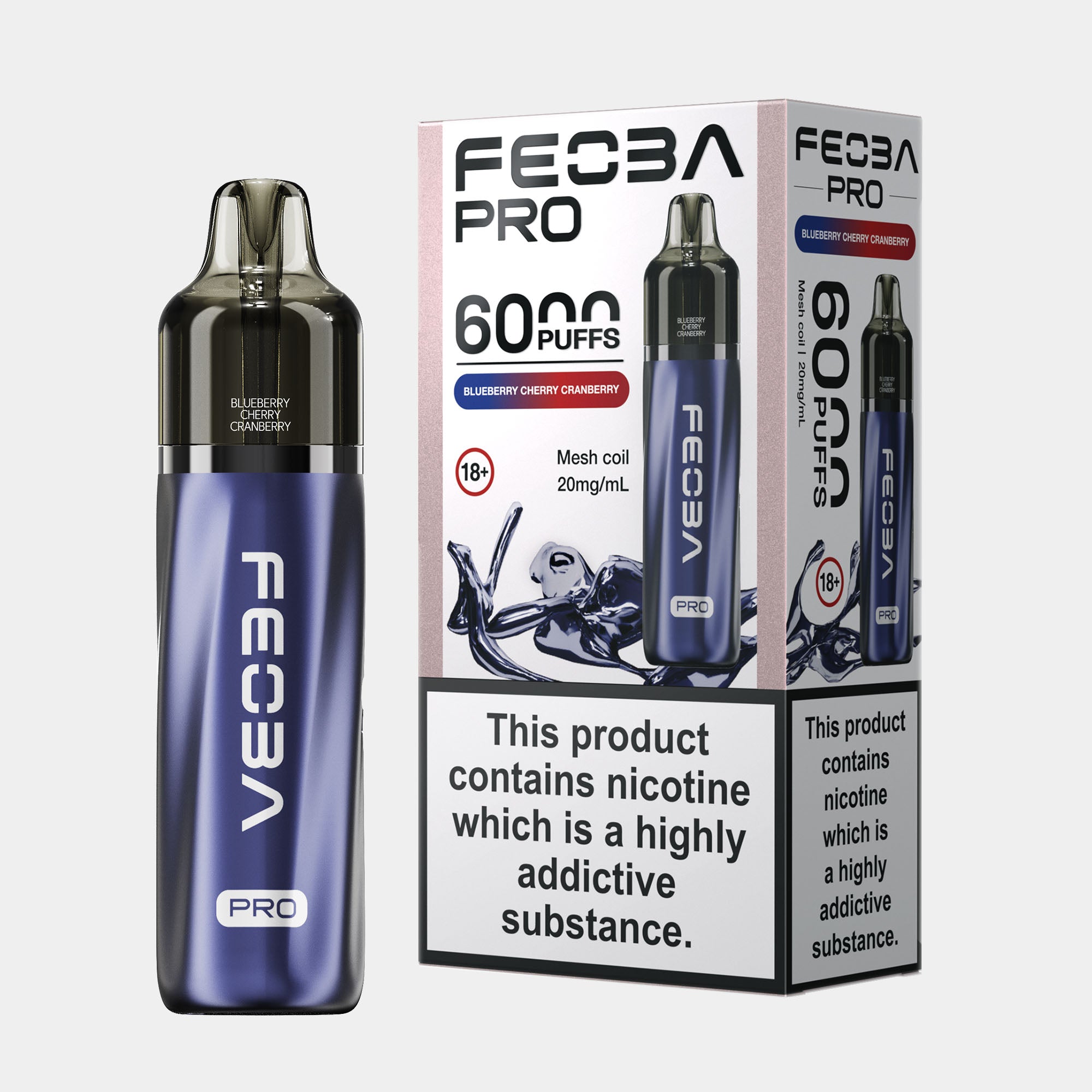 Blueberry Cherry Cranberry – Feoba Pro 6000 Vape Kit (2ml + 10ml Refillable Pod)