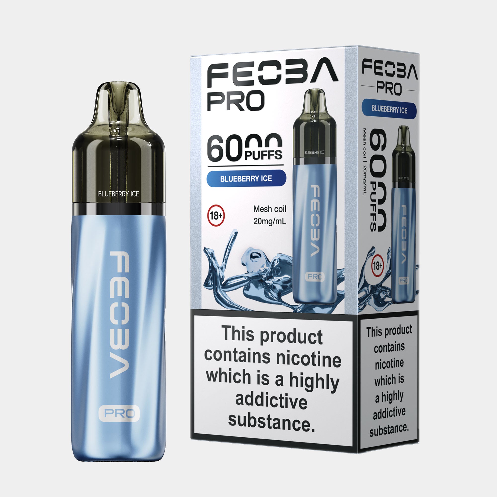 Blueberry Ice – Feoba Pro 6000 Vape Kit (2ml + 10ml Refillable Pod)
