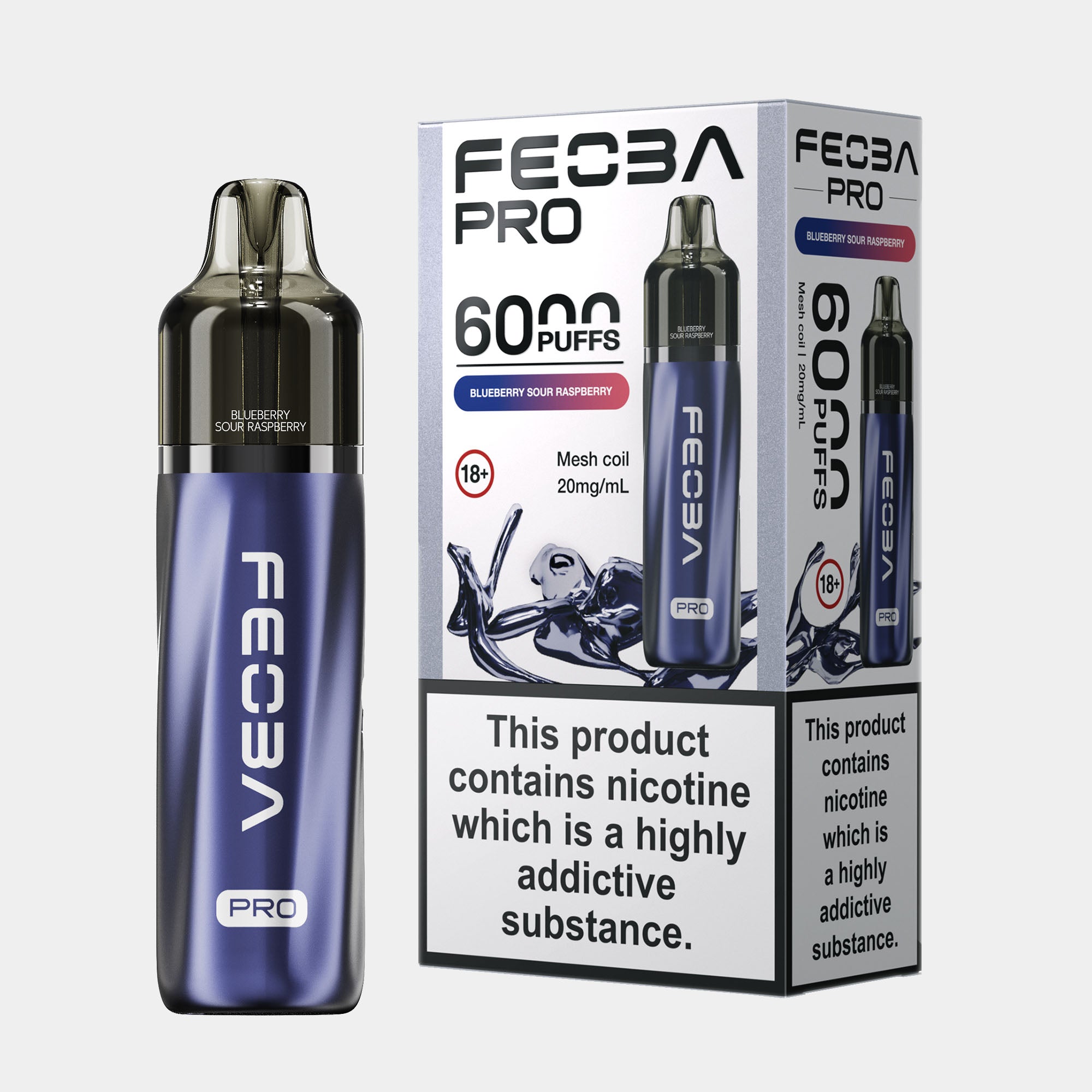 Blueberry Sour Raspberry – Feoba Pro 6000 Vape Kit (2ml + 10ml Refillable Pod)