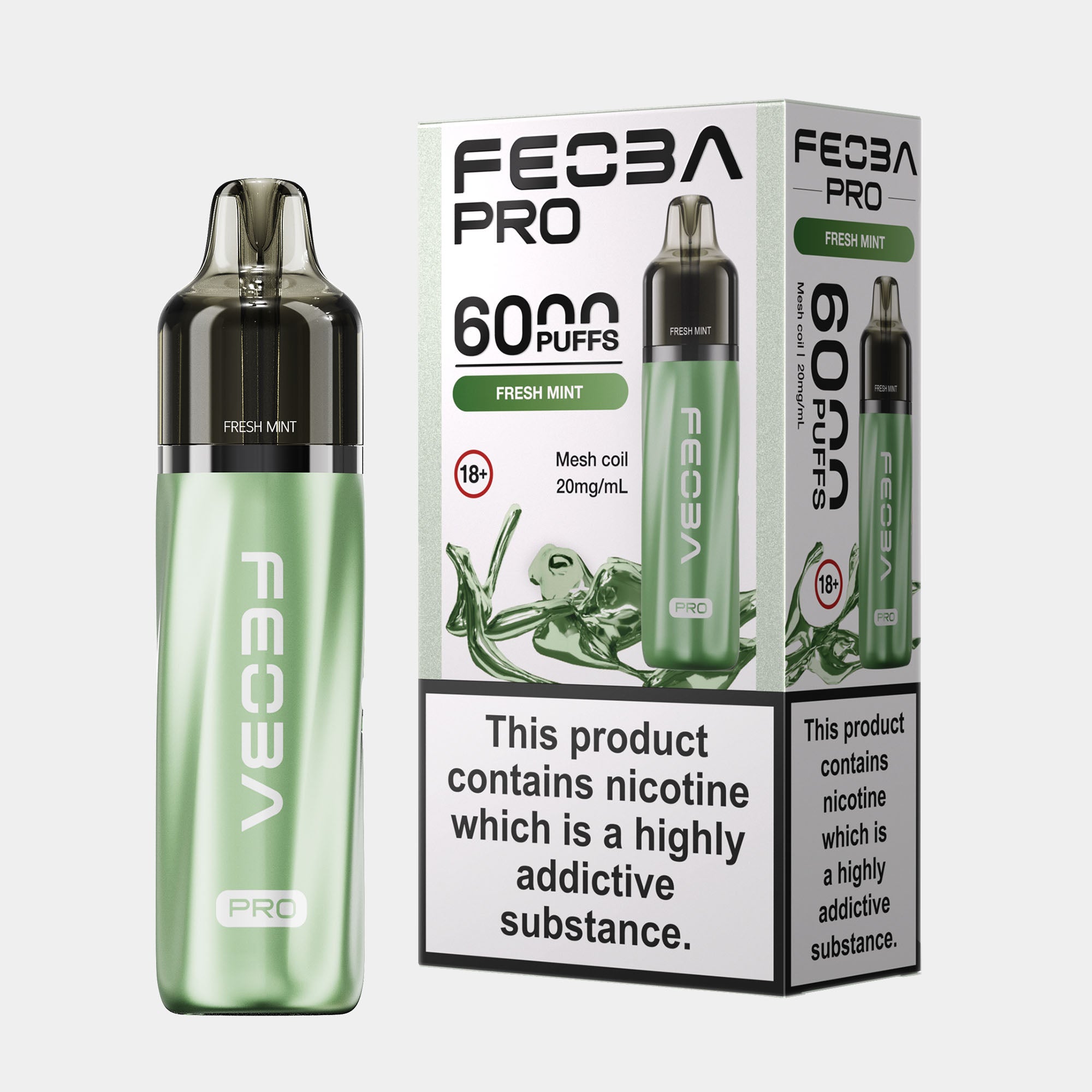 Fresh Mint – Feoba Pro 6000 Vape Kit (2ml + 10ml Refillable Pod)