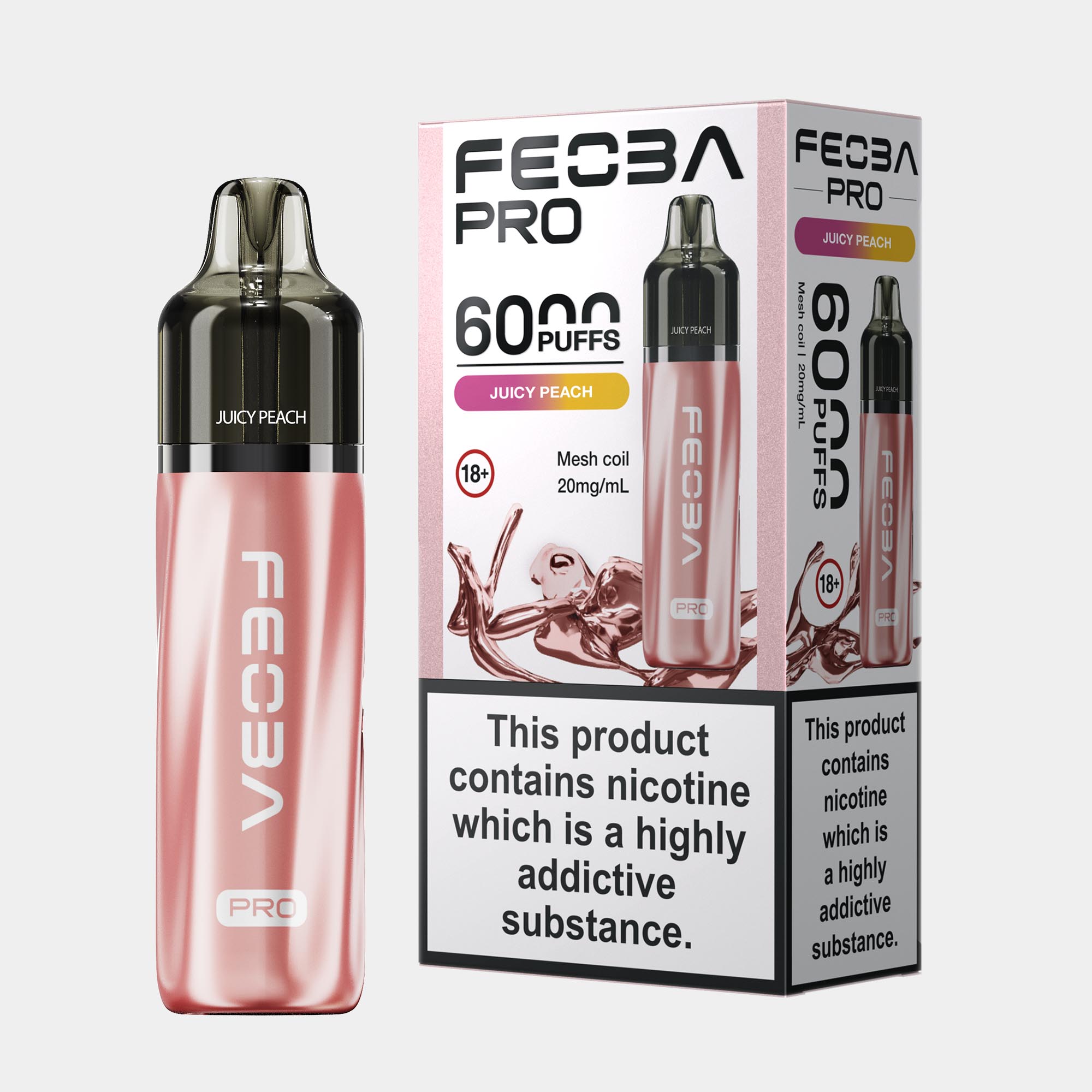 Juicy Peach – Feoba Pro 6000 Vape Kit (2ml + 10ml Refillable Pod)