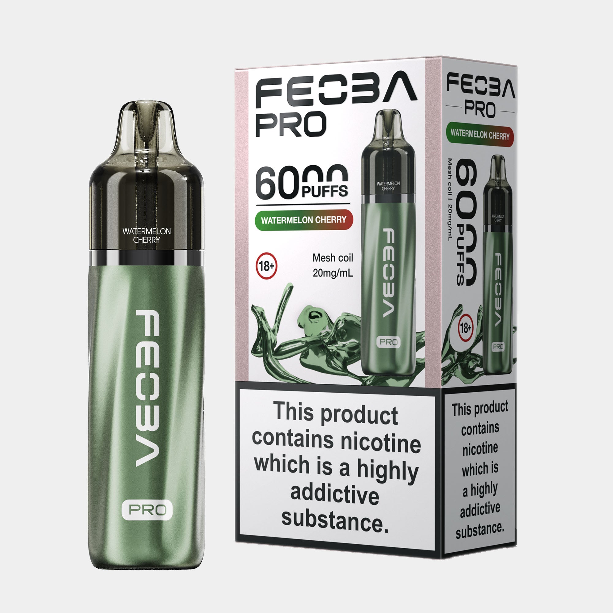 Watermelon Cherry – Feoba Pro 6000 Vape Kit (2ml + 10ml Refillable Pod)
