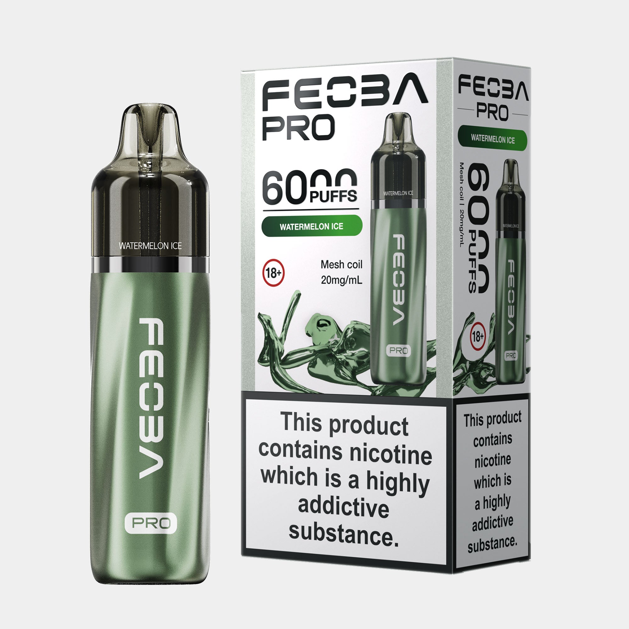 Watermelon Ice – Feoba Pro 6000 Vape Kit (2ml + 10ml Refillable Pod)