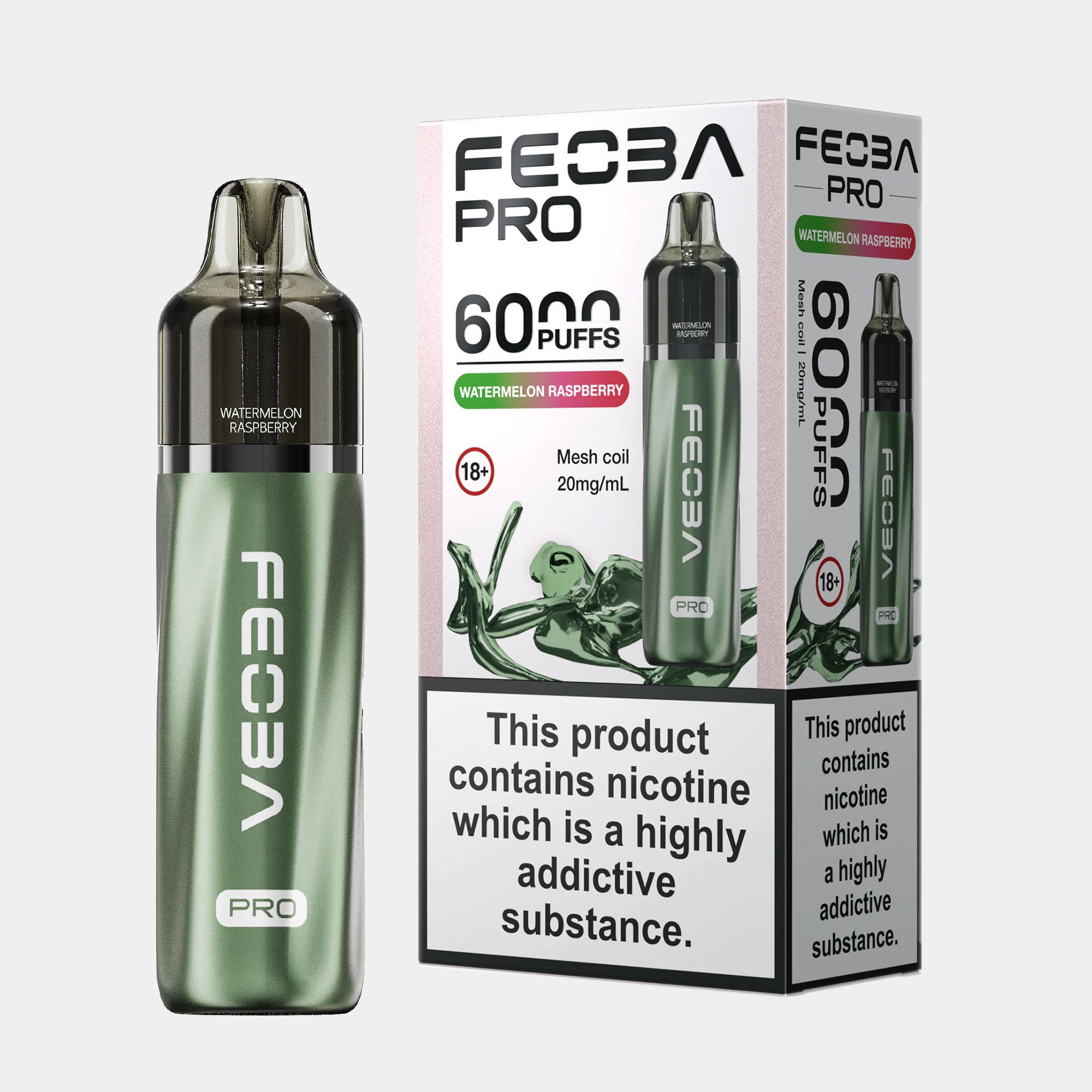 Watermelon Raspberry – Feoba Pro 6000 Vape Kit (2ml + 10ml Refillable Pod)
