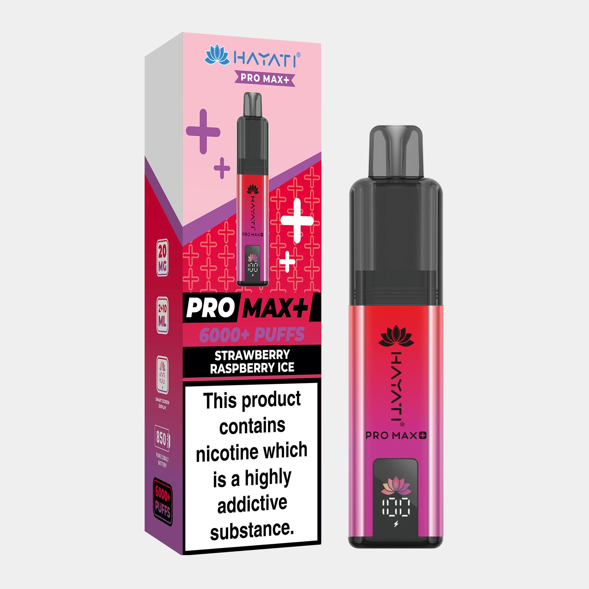 Strawberry Raspberry Ice – Hayati Pro Max+ 6000 Vape Kit (2ml + 10ml Refillable Pod)