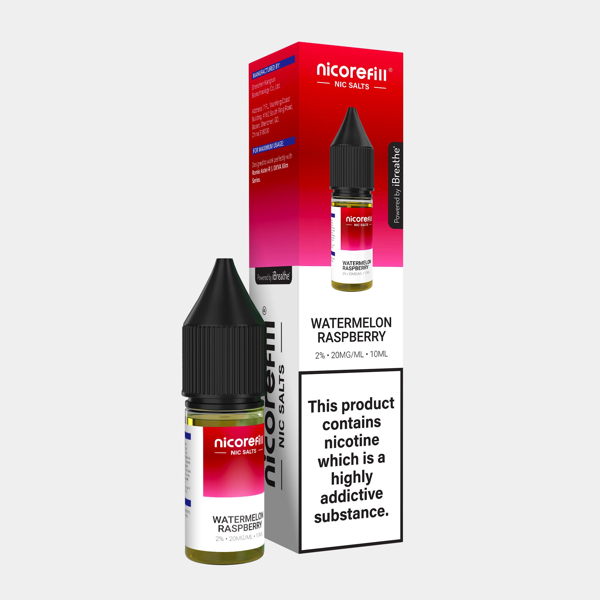 Watermelon Raspberry (10ml, 50PG/50VG) – Nicorefill Nic Salt