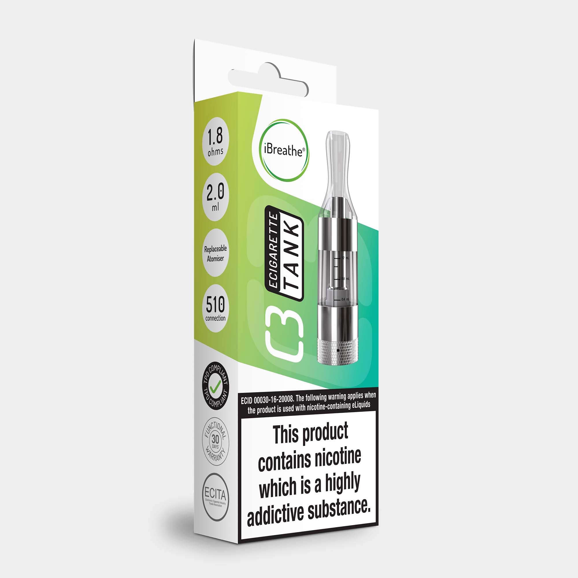 iBreathe C3 Replacement Tank (2.0ml / 1.8 Ohm)
