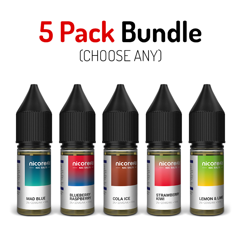 5 Pack Nicorefill 10ml Nic Salt E-Liquid