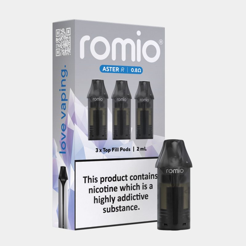 Romio_Aster_R_Pods_3-Pack_0.8_Ohms.jpg Romio Aster R - 2ml Refillable Replacement Pods