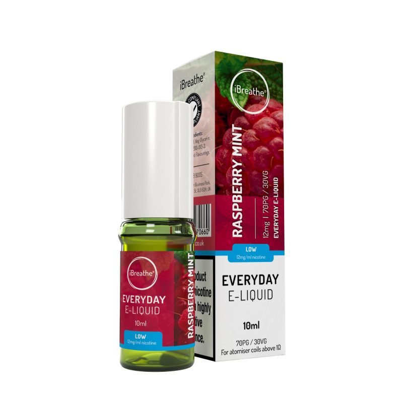 iBreathe Premium E-Liquid - Raspberry Mint iBreathe High PG E-Liquid Raspberry Mint 10ml