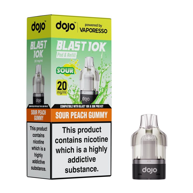Dojo Blast 10K Pods - Sour Peach Gummy Sour Peach Gummy – Dojo Blast 10K Pod (2ml + 10ml Refillable Pod)