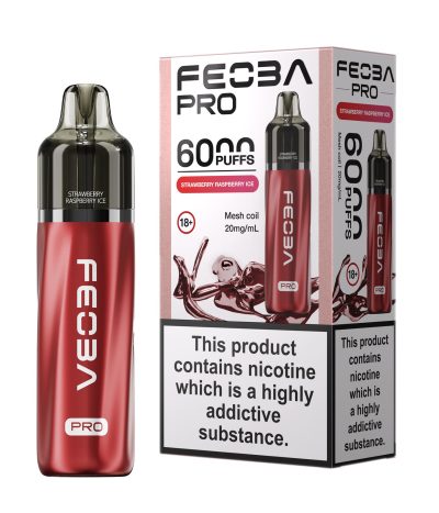 Strawberry Raspberry Ice – Feoba Pro 6000 Vape Kit (2ml + 10ml Refillable Pod)