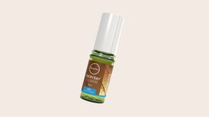 iBreathe UK Tobacco 10ml e-liquid bottle, tilted, on a light background